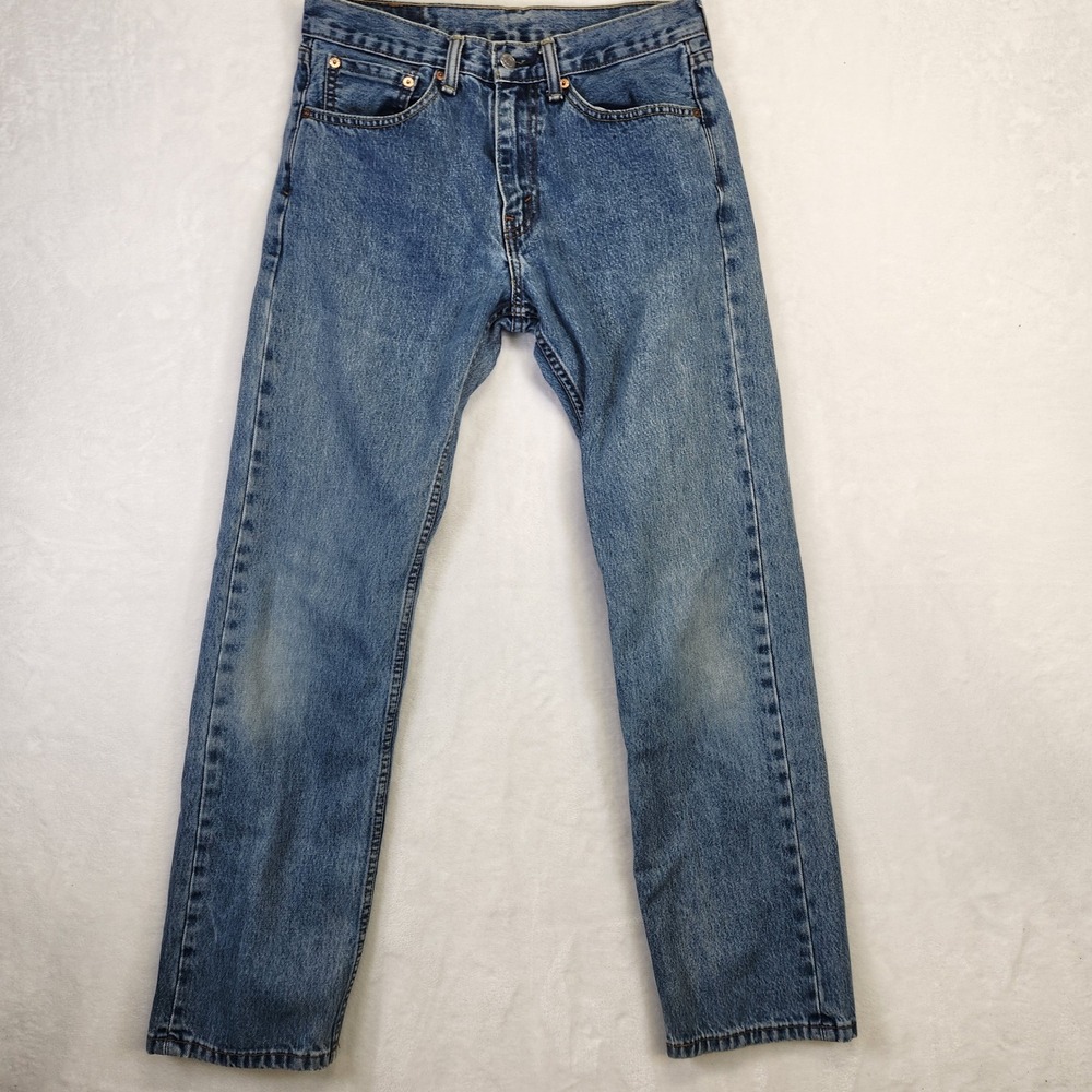 Levis 505 Regular Fit Jeans Mens W31 L32 Blue Classic Denim Casual Pants